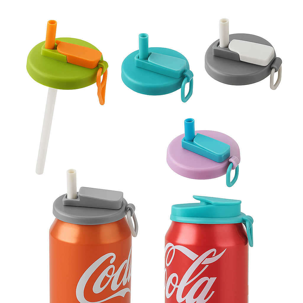 Reusable Soda Can Lids with Straw
